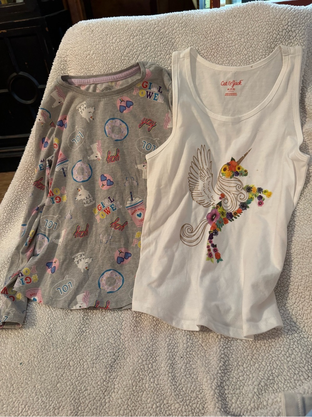2 Cat & Jack Girls Unicorn Floral Tank Top Lot Size Medium 7 8 B7